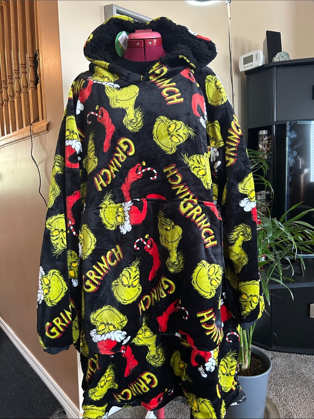 The Grinch Plush Hooded Pullover - Black, Yellow & Red